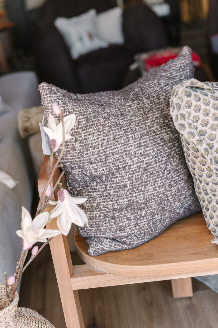 Bubley Euro Pillow, Natural/Charcoal