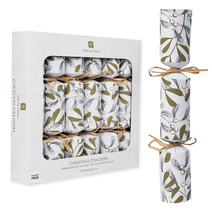 Botanical Mistletoe White Christmas Crackers