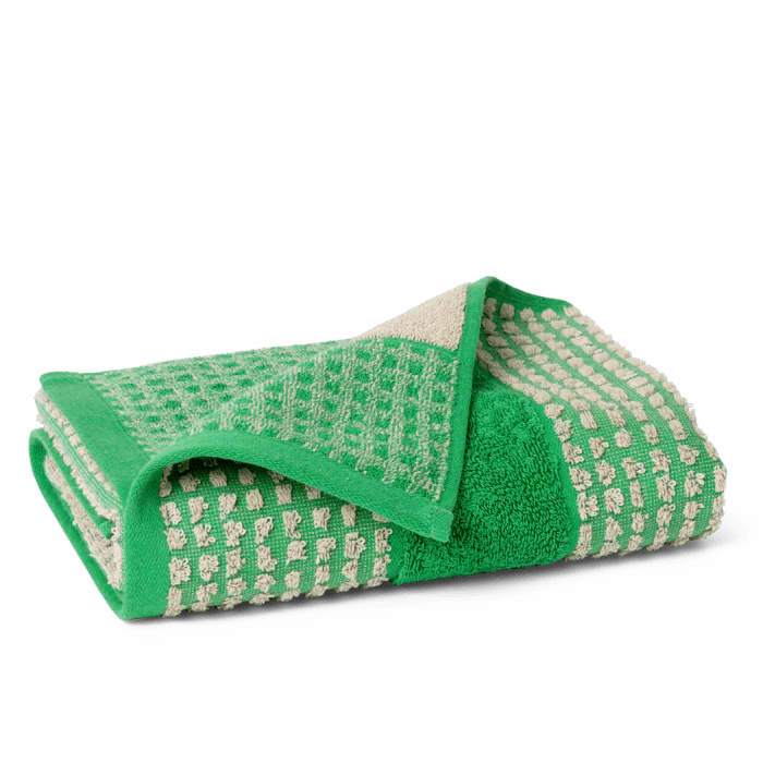 Juna Check Towel, Green + Sand
