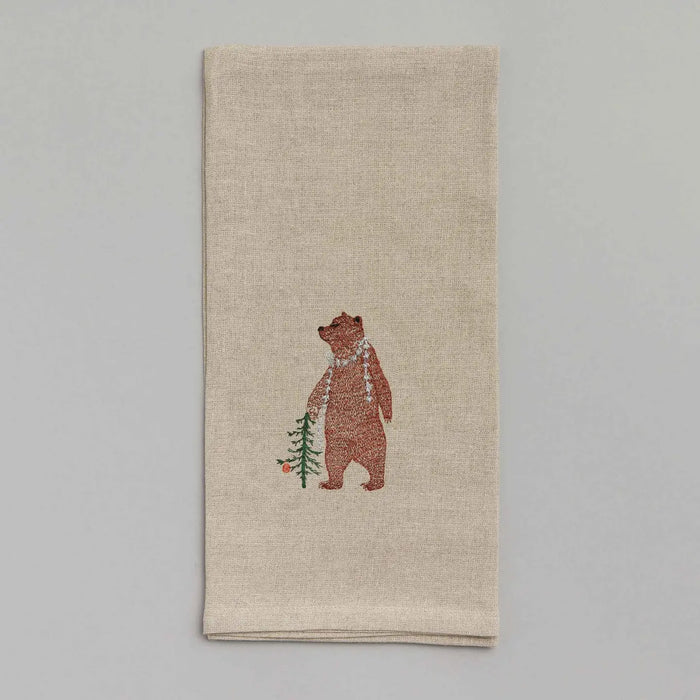 Bear with Tinsel Tea Towel