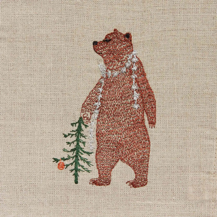 Bear with Tinsel Tea Towel