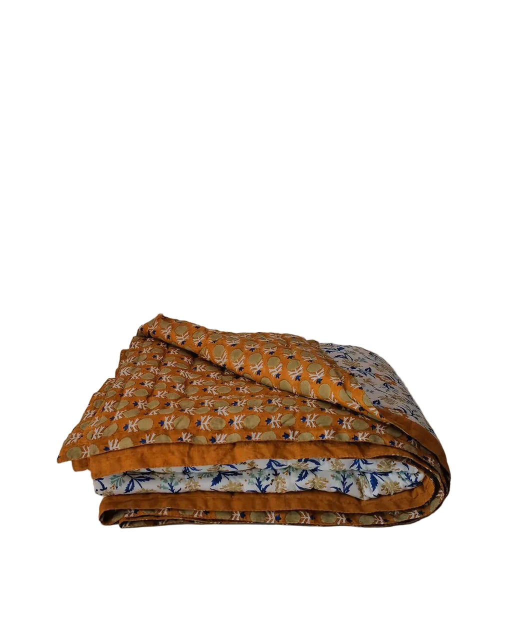 Shama - Hand Block - Printed Reversible Quilt (Yam)