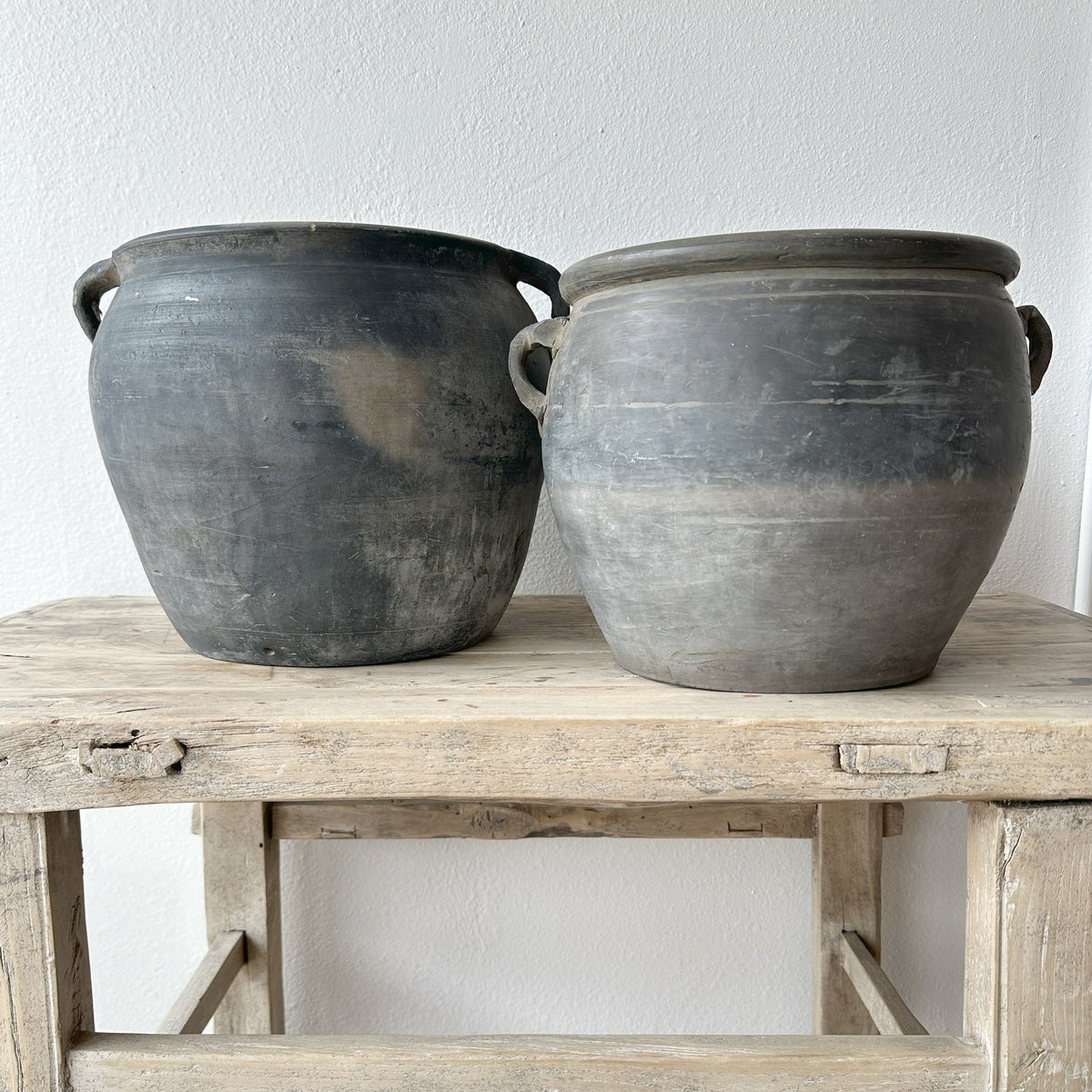 Found Medium Ceramic Grey Pot