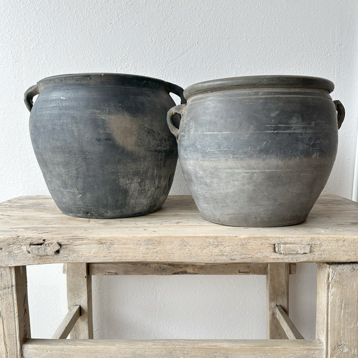 Found Medium Ceramic Grey Pot