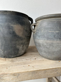 Found Medium Ceramic Grey Pot