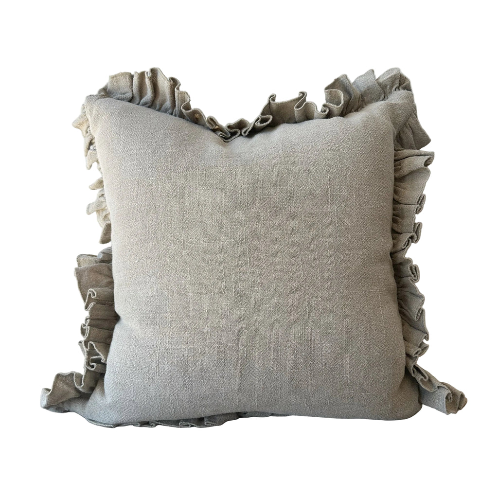 Anika Solid Natural Pillow with Ruffle
