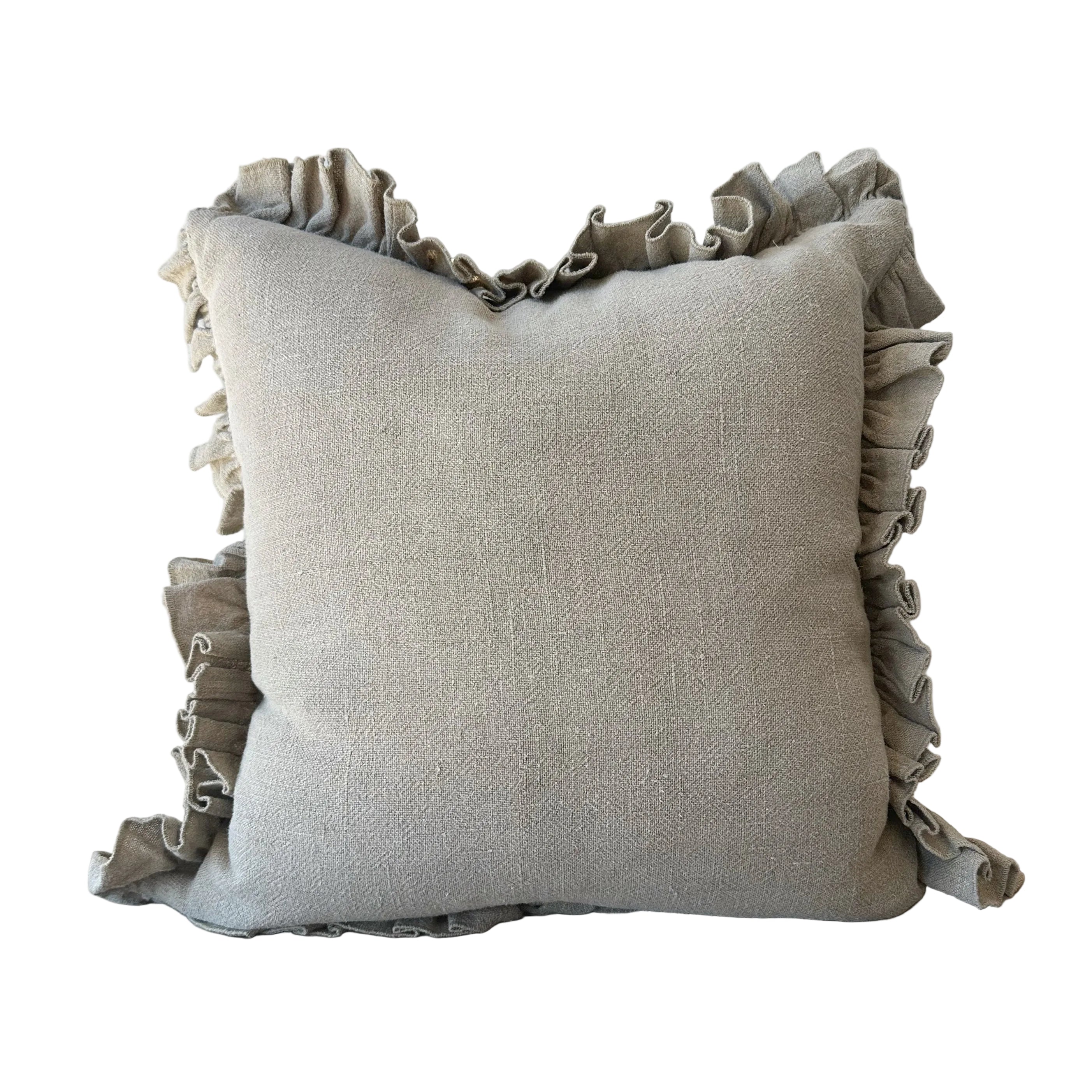 Anika Solid Natural Pillow with Ruffle