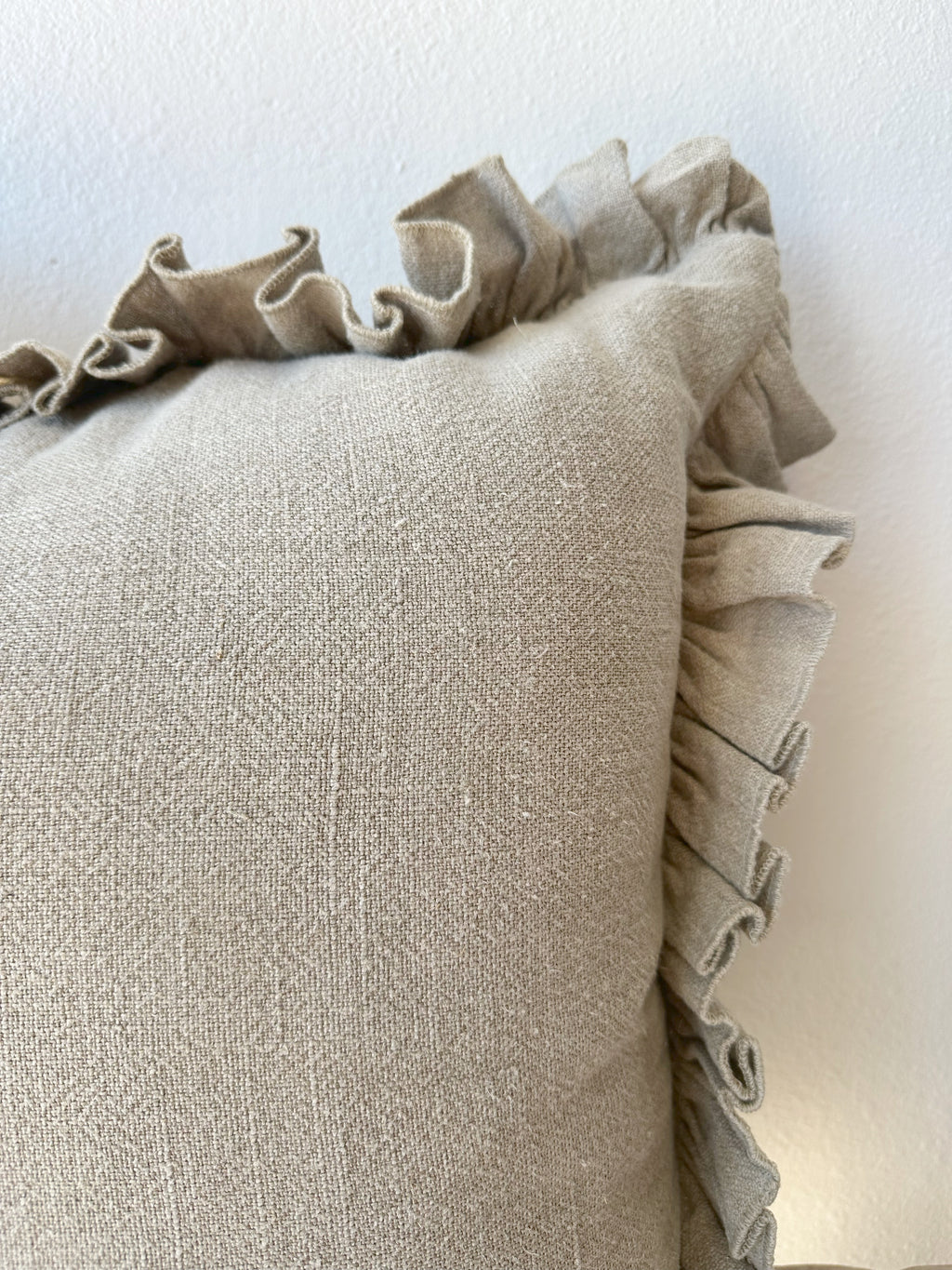 Anika Solid Natural Pillow with Ruffle