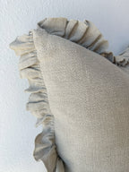 Anika Solid Natural Pillow with Ruffle