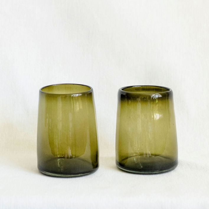 Optic Glass Tumbler - Olive Green