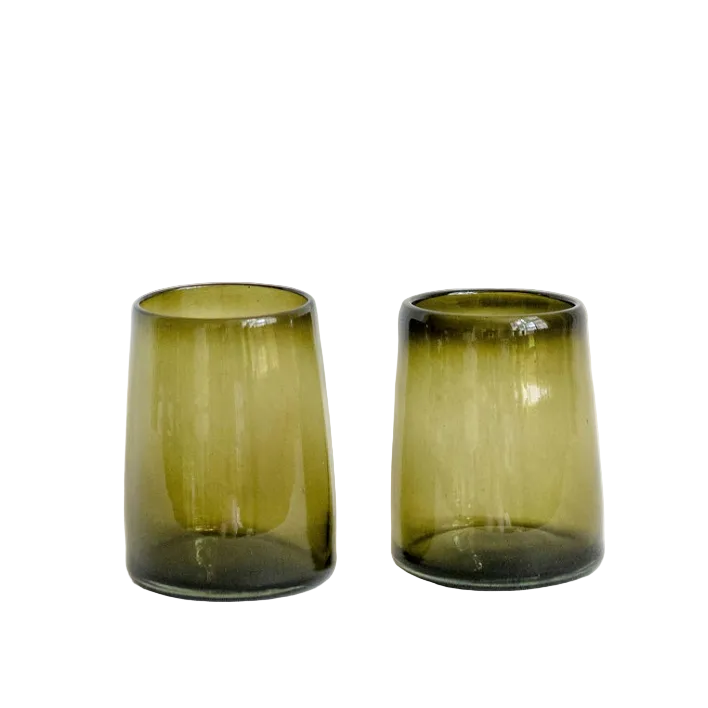 Optic Glass Tumbler - Olive Green