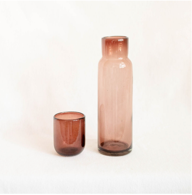 Glass Bedside Carafe w/ Lid - Amethyst