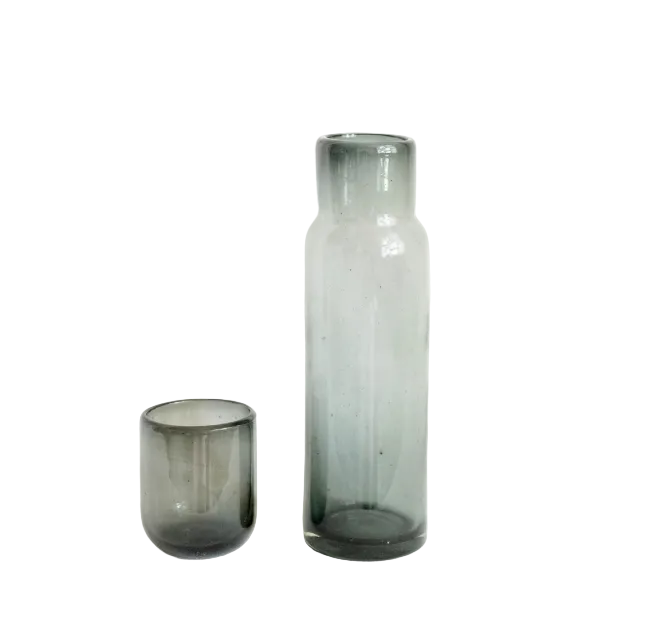 Glass Bedside Carafe w/ Lid - Smoke