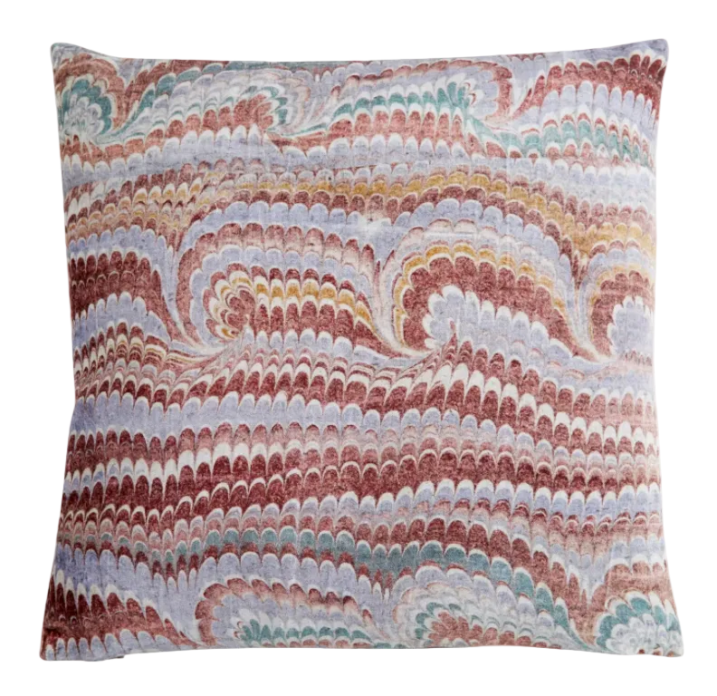 Bronte Velvet Pillow Bordeaux 22x22 Marbled Book Print