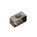 Stamped  Silver Napkin Ring w/ Turquoise