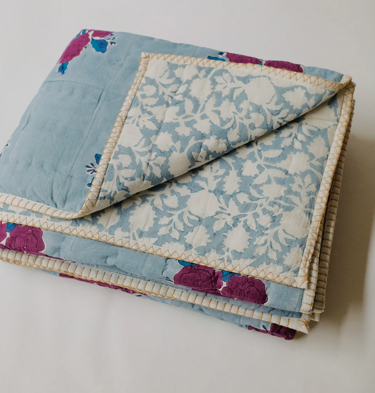 Sara Hand Block-Printed Reversible Quilt