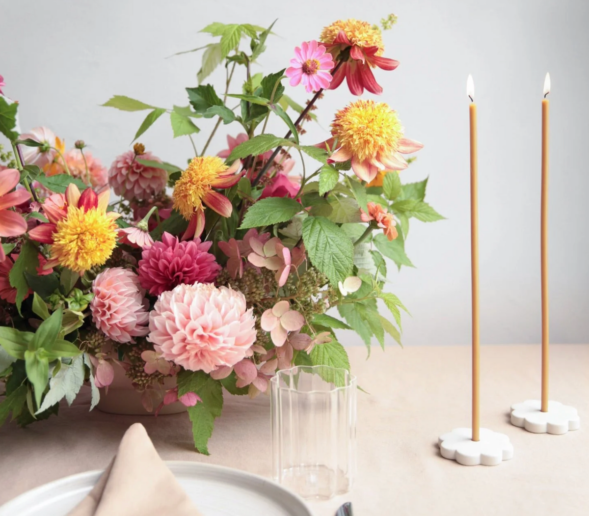 Ceramic Fleur Long Stem Candle Holder