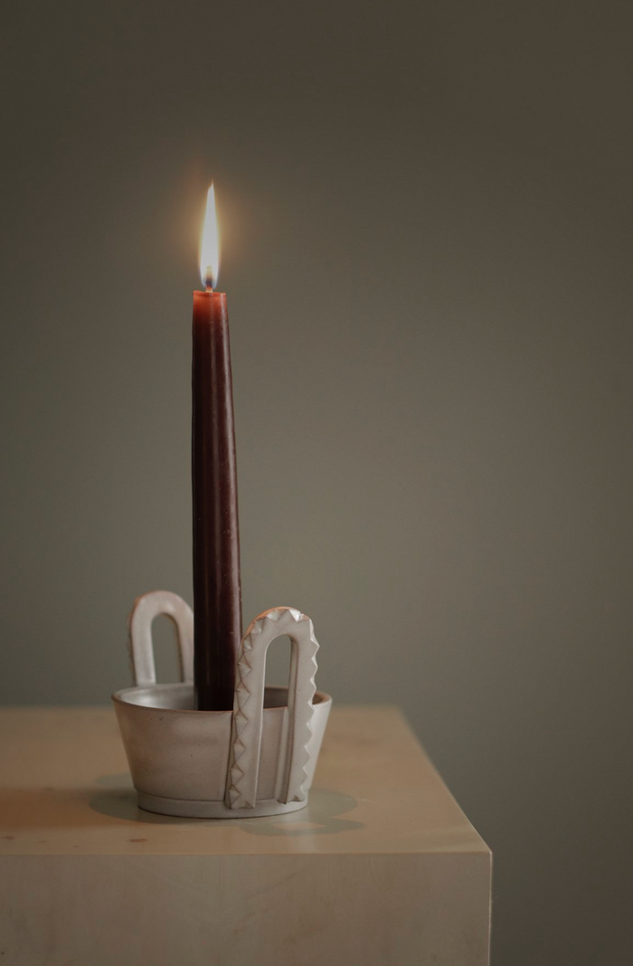 Chip Carved Handled Candle Bowl
