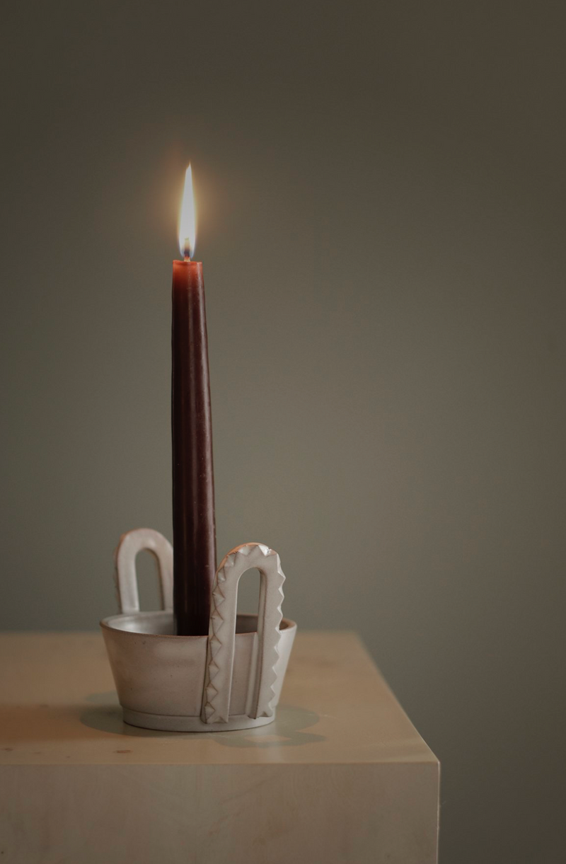 Chip Carved Handled Candle Bowl