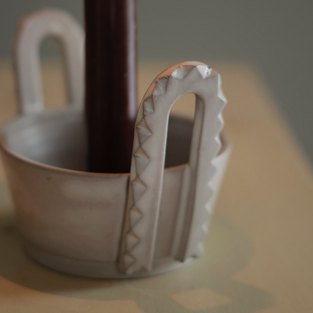 Chip Carved Handled Candle Bowl