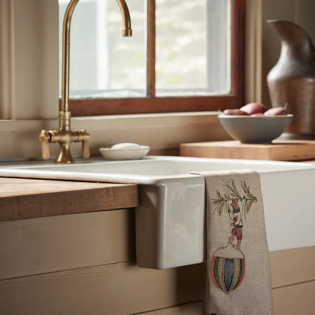 Deck the Halls Bear Tea Towel