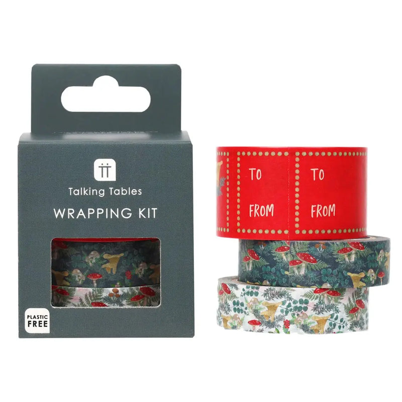 Forest Christmas Paper Tape Wrapping Kit