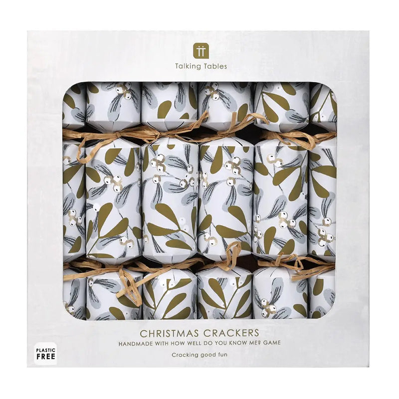Botanical Mistletoe White Christmas Crackers