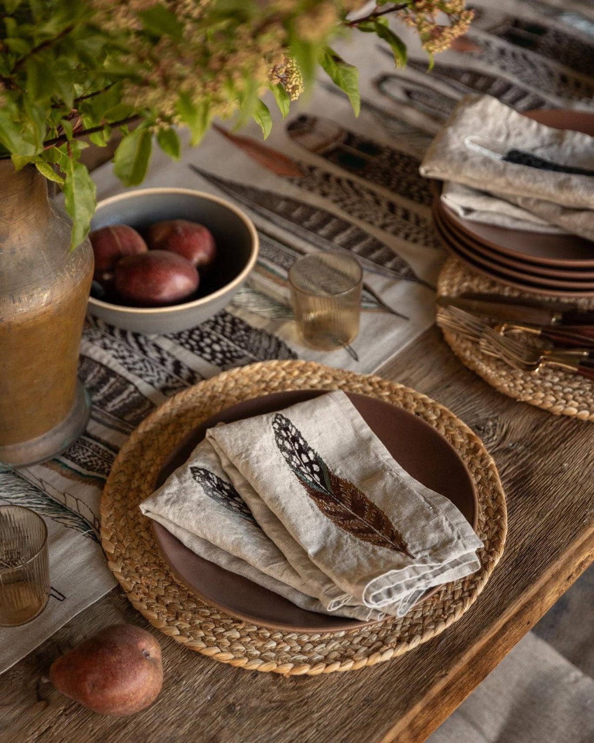 Feathers Table Runner: 91" × 18"