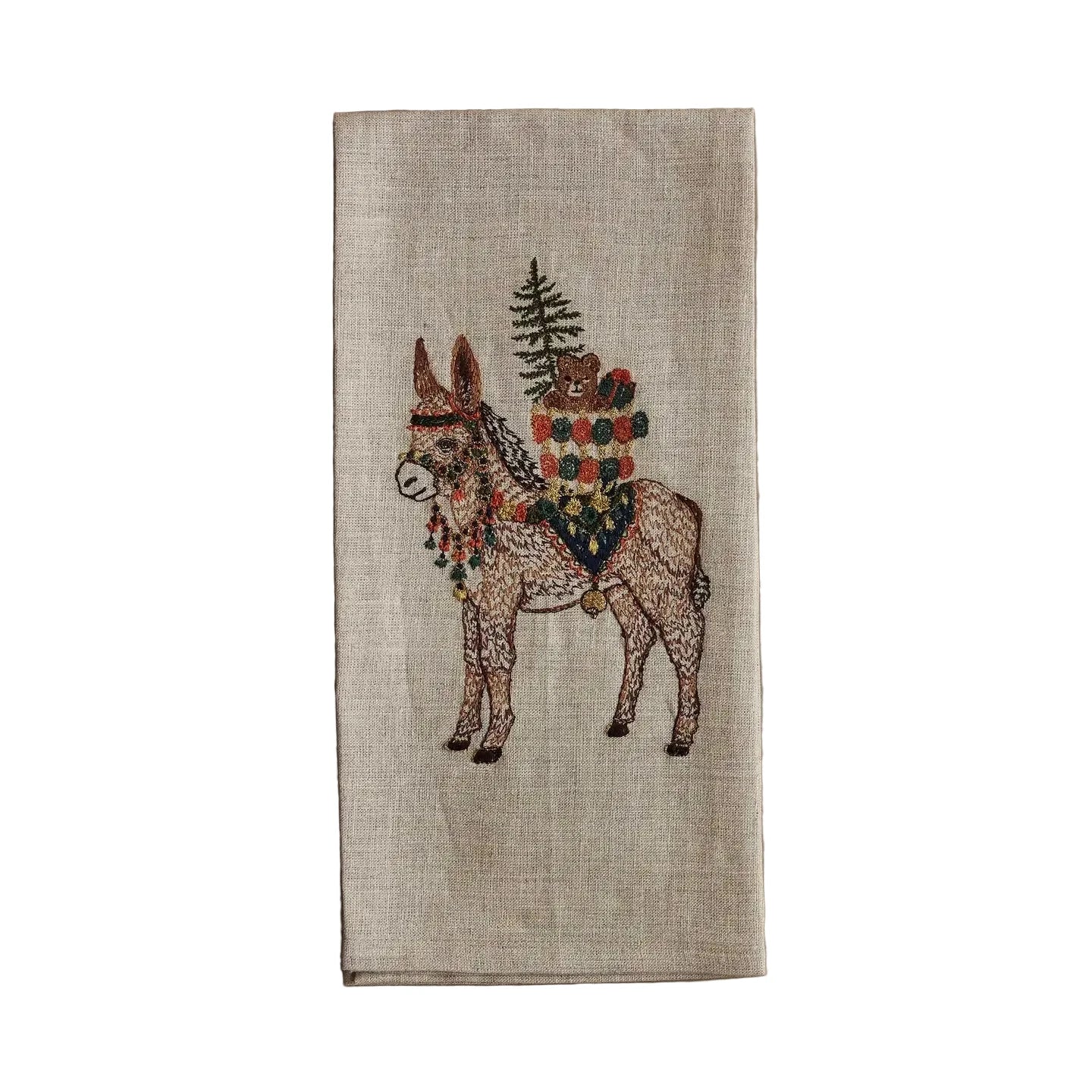 Christmas Donkey Tea Towel