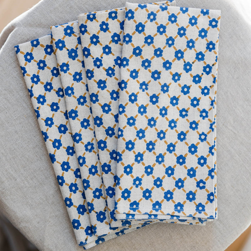 Pia Block-Printed Napkins-S/4